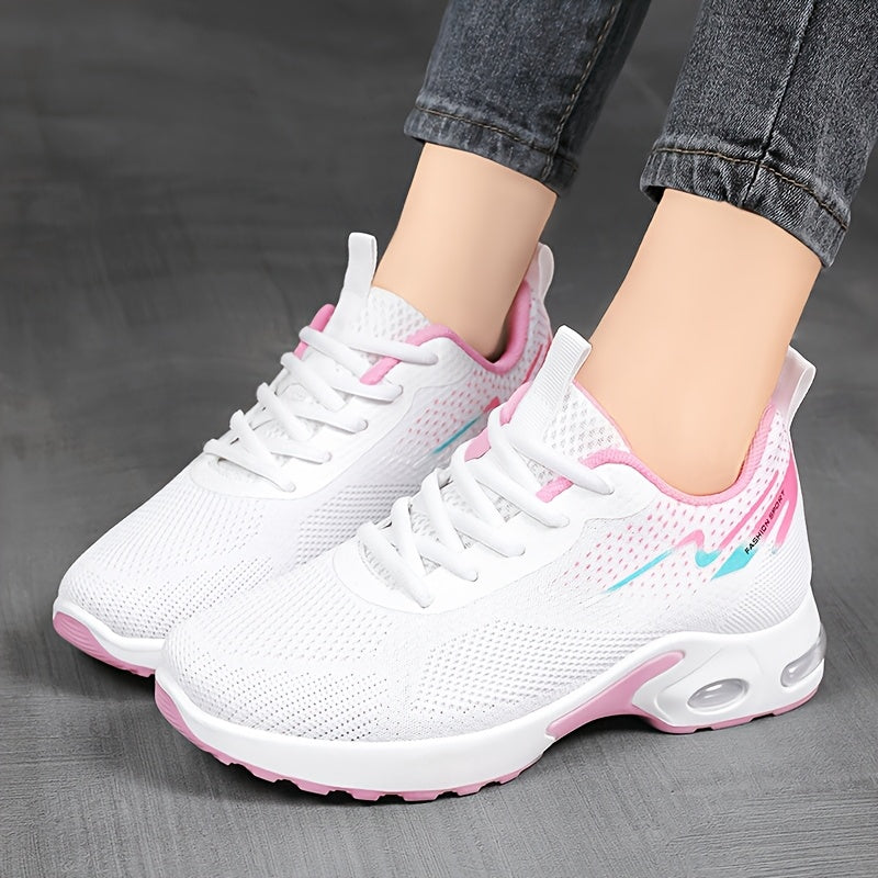 Women's Lightweight Breathable Knit Sneakers with Air Cushioning, Soft High Elastic Fabric, Slip-Resistant & Durable PVC Sole, Comfortable for Casual Outdoor Wear All Seasons, Ladies Sneakers