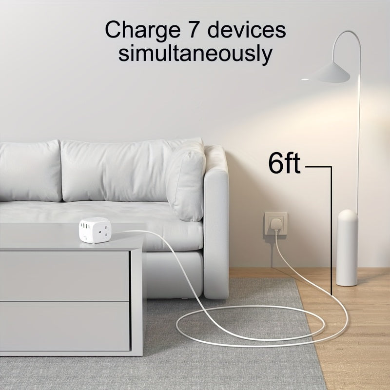 New Power Board, Cube Shape, 3-Outlet, 1 Main Switch