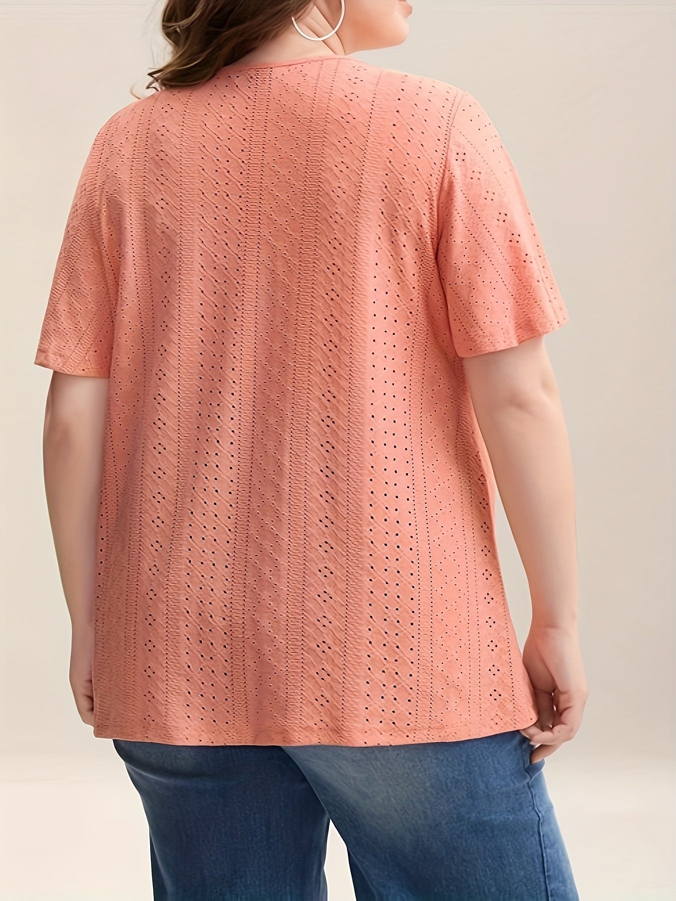 Plus Size Women's Elegant V-Neck Top with Faux Buttons