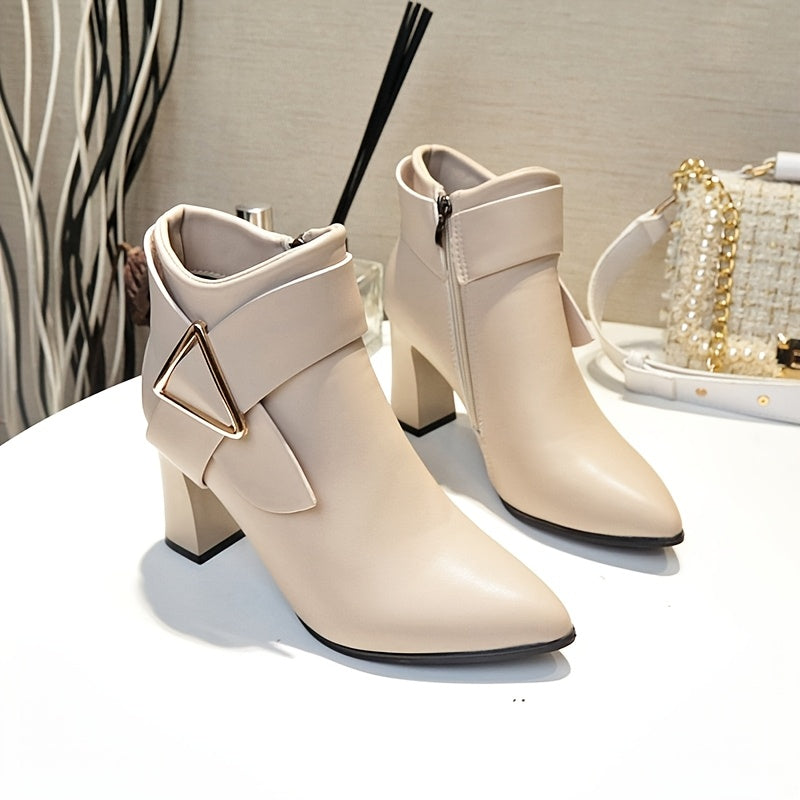 Korean Style Solid Color Pointed Toe Women's Chelsea Ankle Boots