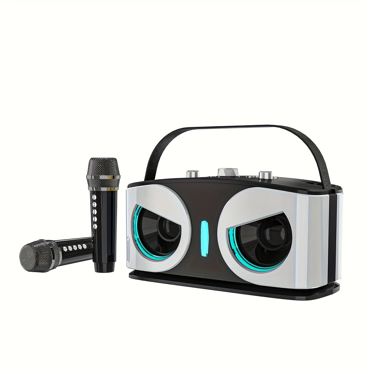 Dual-microphone portable wireless speaker with built-in RGB lights, supporting wireless AUX