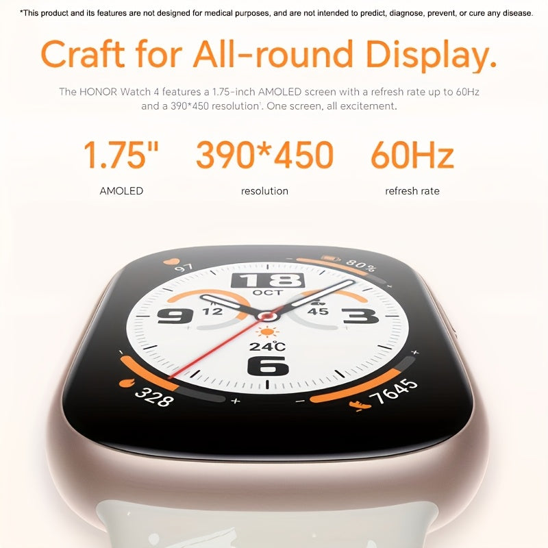 HONOR Watch 4 Golden 4.45cm 60Hz AMOLED Display Monitor GPS 14 Days Long Battery Smart Watch Global Version