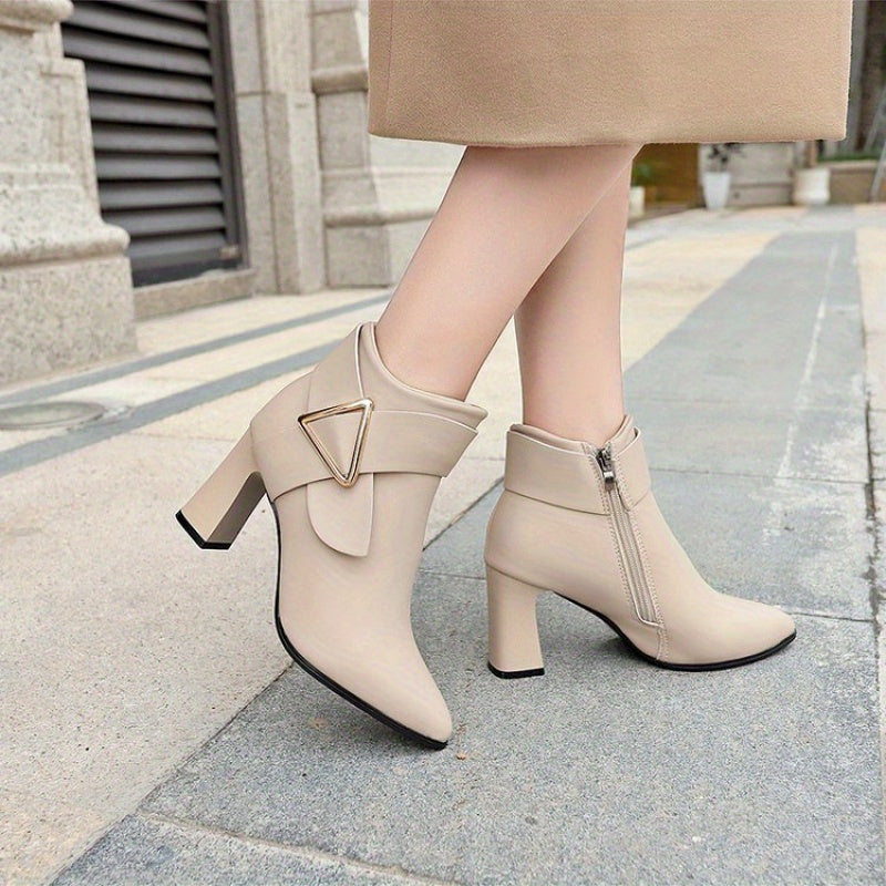 Korean Style Solid Color Pointed Toe Women's Chelsea Ankle Boots