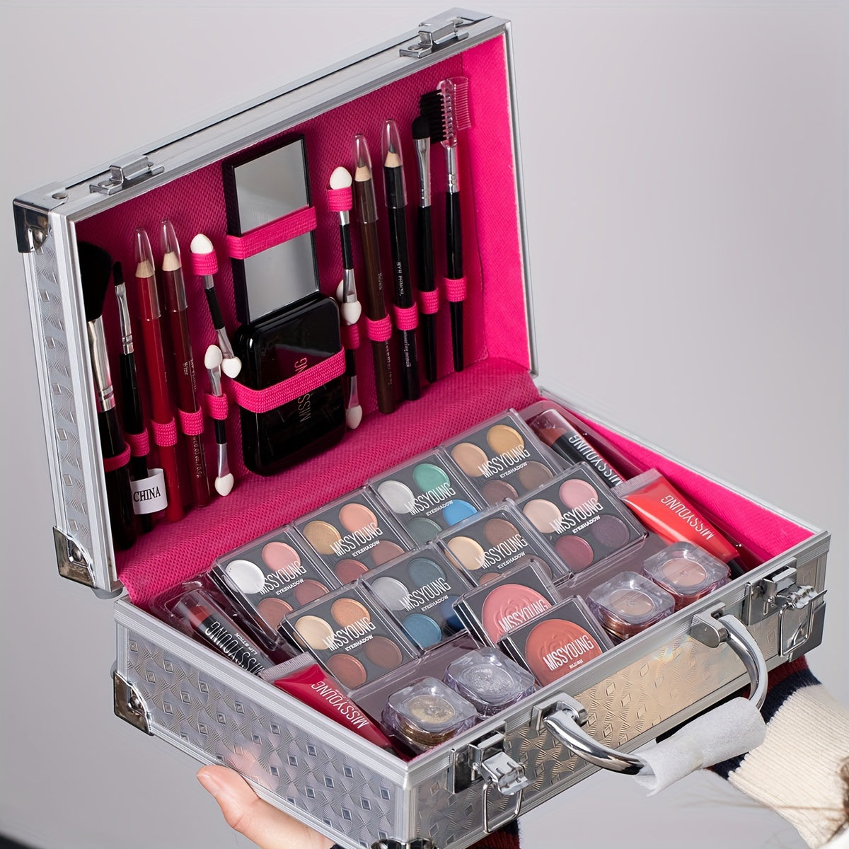 All-In-One Makeup Gift Set, Professional Makeup Tools 56pcs Set Eye Shadow Lipstick Blush Lip Liner Eyeliner with Makeup Brush Mirror