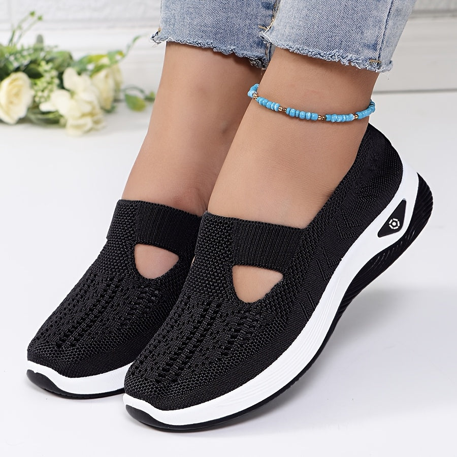 Women's Breathable Slip-On Sneakers - Lightweight Knit Casual Shoes with Arch Support, Machine Washable & All-Season Comfort, Multi-Color