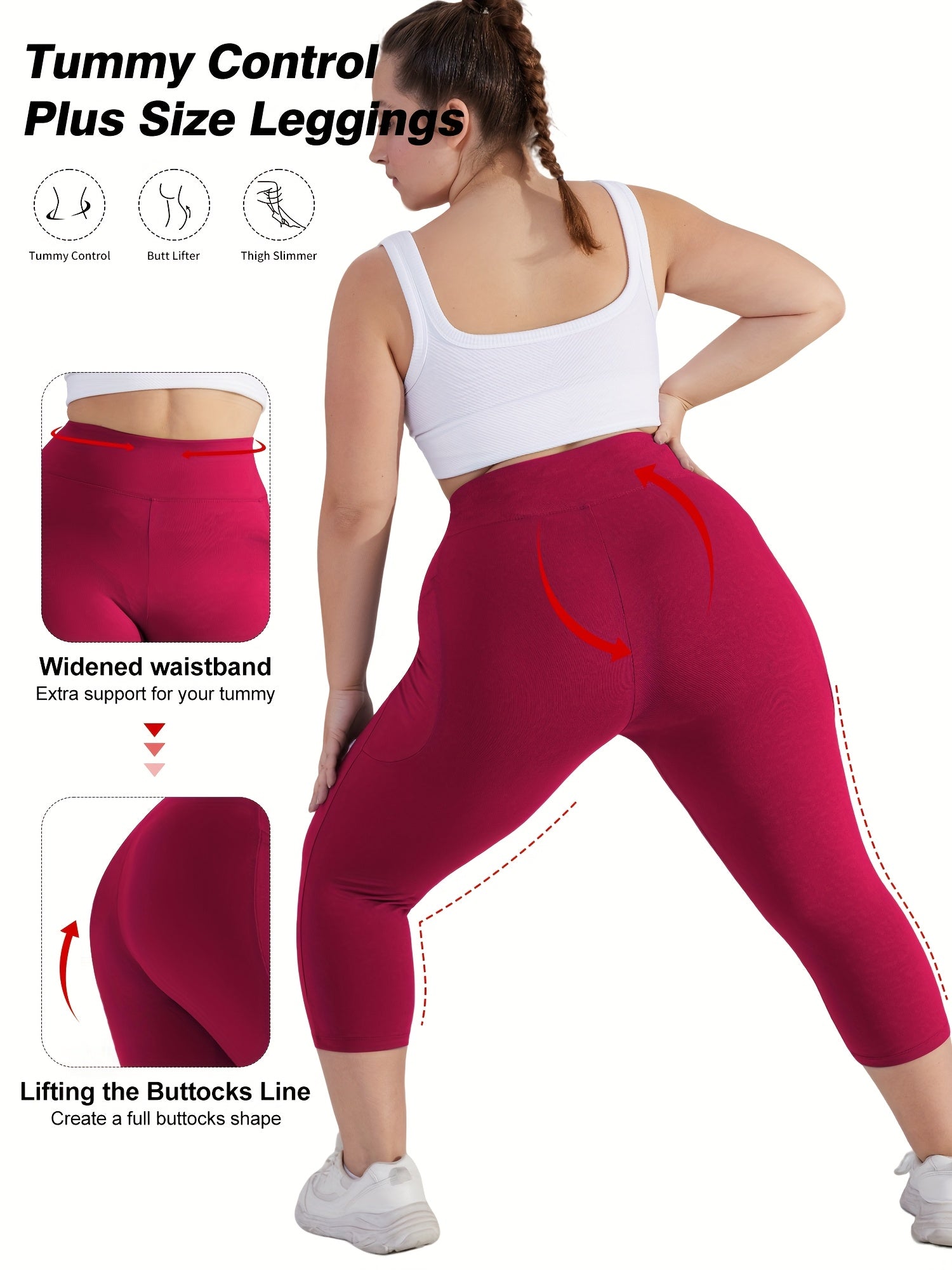Women's High-Waist Crescent Moon Pocket Capri Leggings