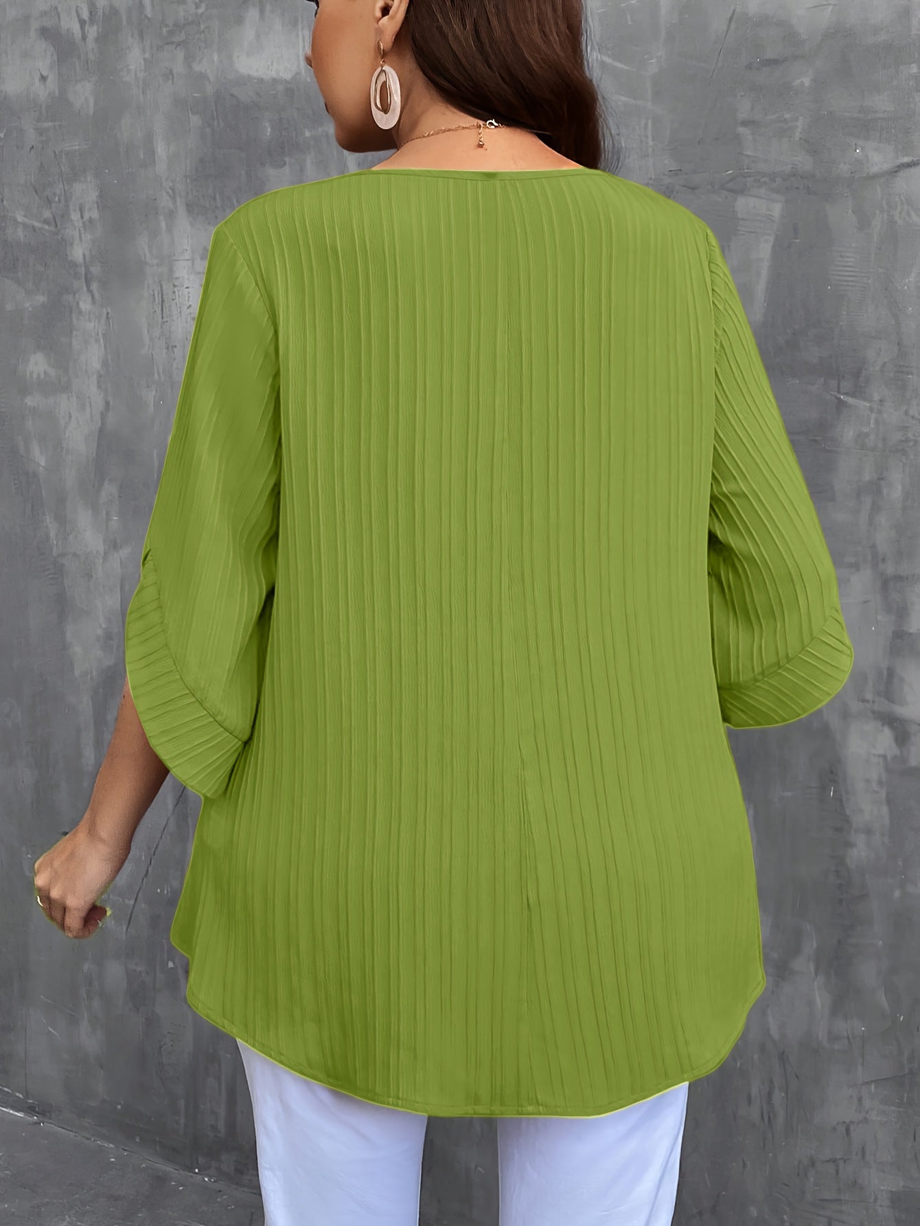 Women's Plus Size Button-Up Blouse , Short Sleeve