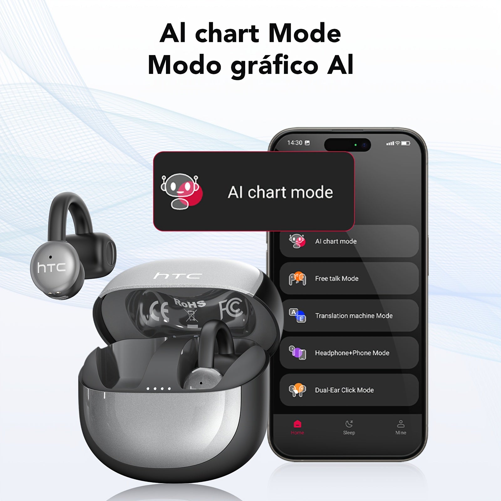 HTC NE15 Wireless Open Translation Ear Clips Provide Real-Time Translation for Face-To-Face Conversations