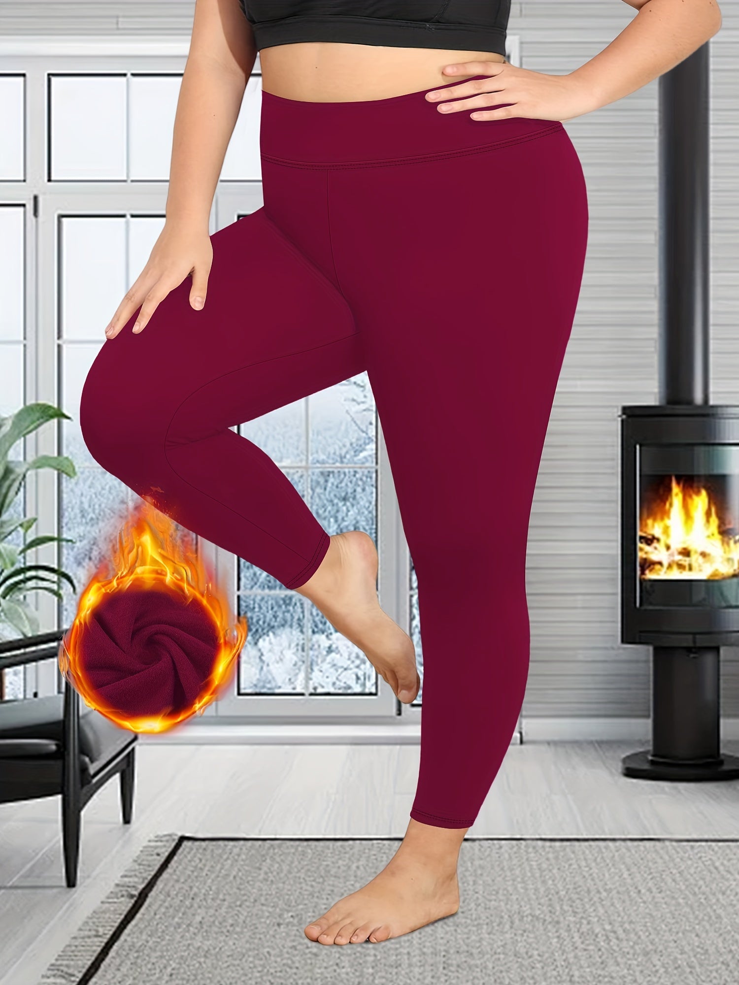 Cozy Plus Size Solid Leggings - Soft, High Waist, Thick, Stretchy