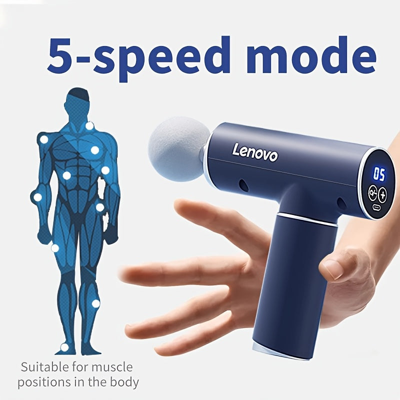 Lenovo Massage Device - Silent Percussion, 6 Attachments, USB Rechargeable