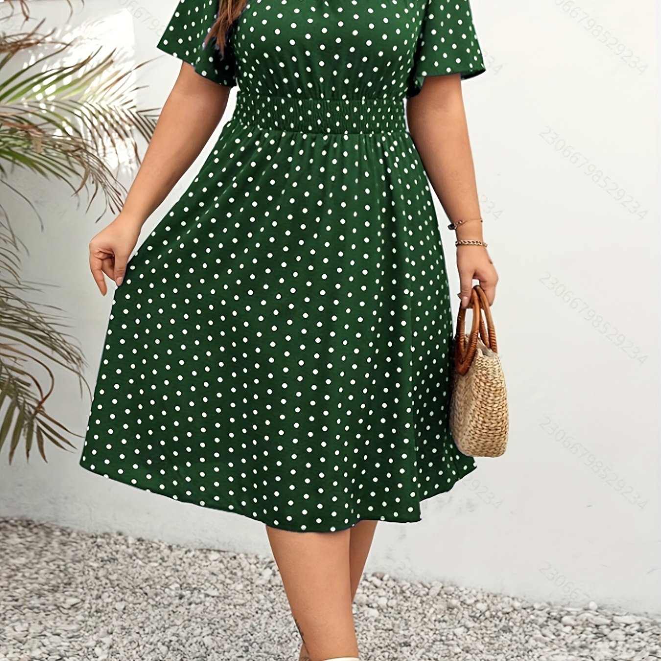 Elegant Women's Plus Size Dot Print Summer Dress