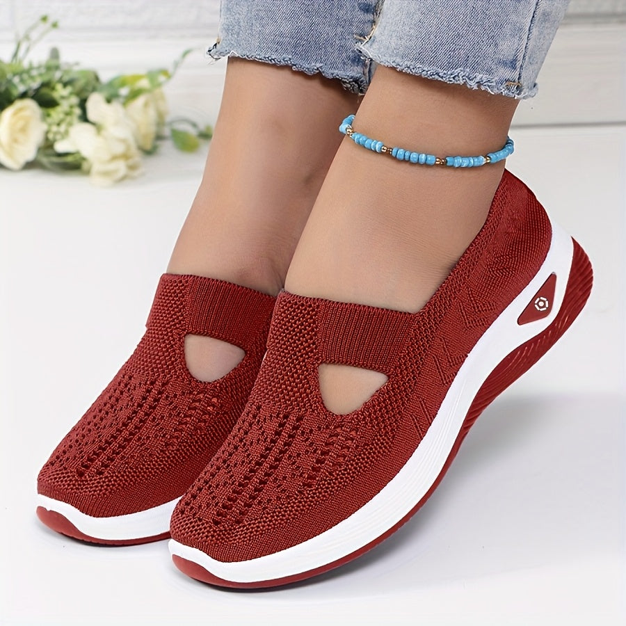 Women's Breathable Slip-On Sneakers - Lightweight Knit Casual Shoes with Arch Support, Machine Washable & All-Season Comfort, Multi-Color