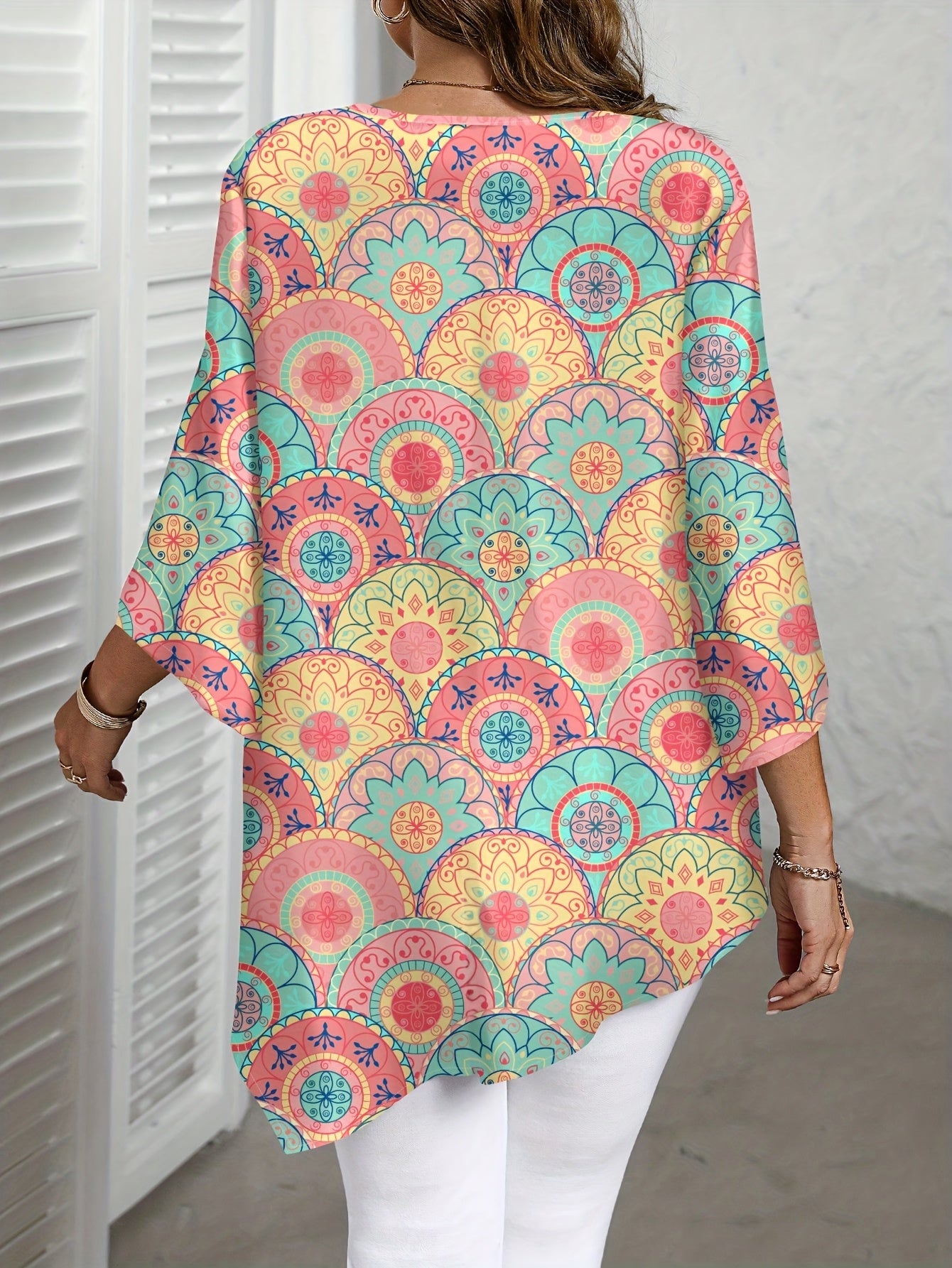 Elegant Plus Size Women's Floral Print Blouse