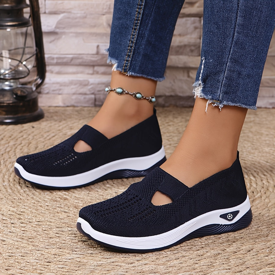 Women's Breathable Slip-On Sneakers - Lightweight Knit Casual Shoes with Arch Support, Machine Washable & All-Season Comfort, Multi-Color