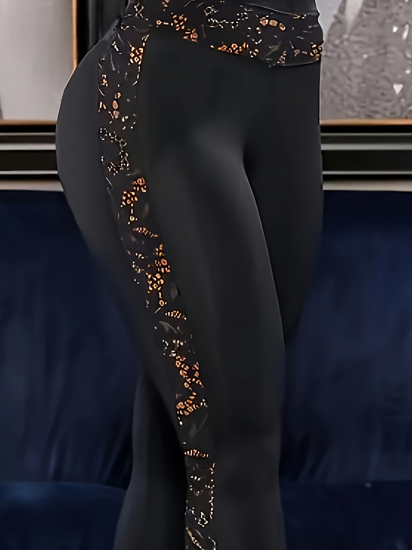 Women's High-Waist Pants with Lace Trim