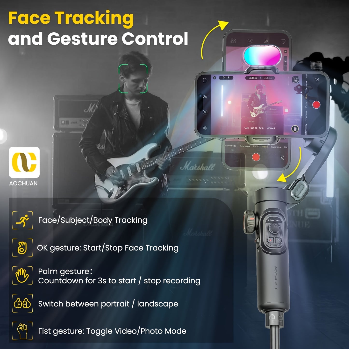 Smart XE Combo1: 3-Axis Phone Gimbal & Video Stabilizer Kit with RGB Fill Light