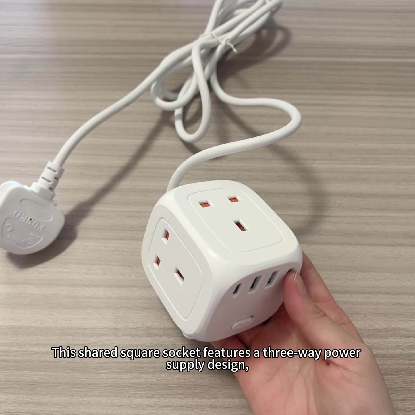 New Power Board, Cube Shape, 3-Outlet, 1 Main Switch