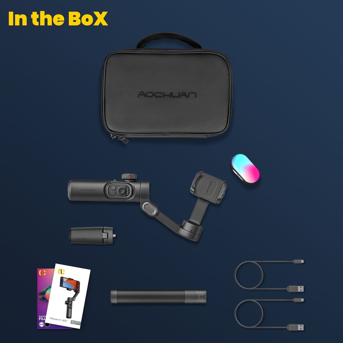 Smart XE Combo1: 3-Axis Phone Gimbal & Video Stabilizer Kit with RGB Fill Light