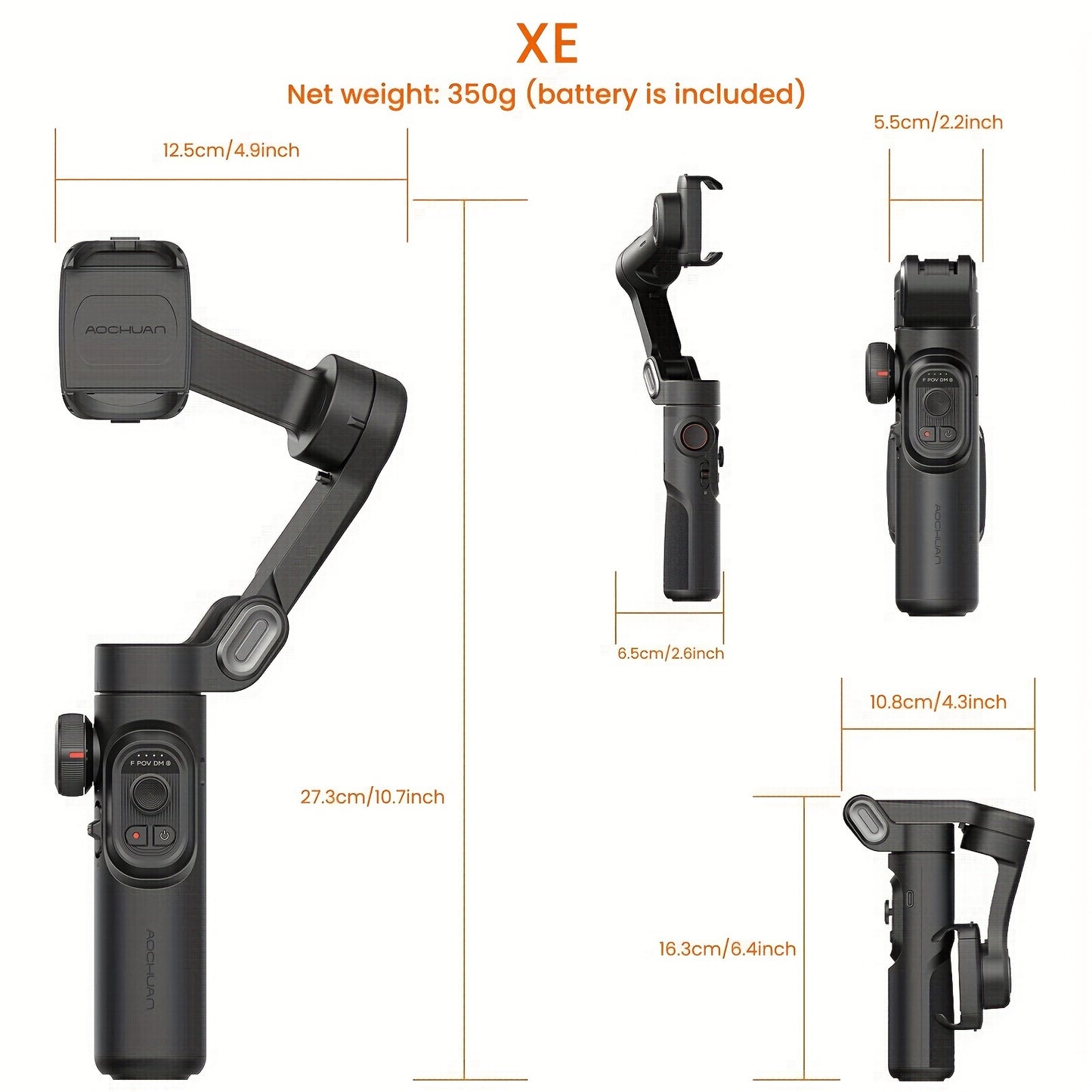 Smart XE Combo1: 3-Axis Phone Gimbal & Video Stabilizer Kit with RGB Fill Light