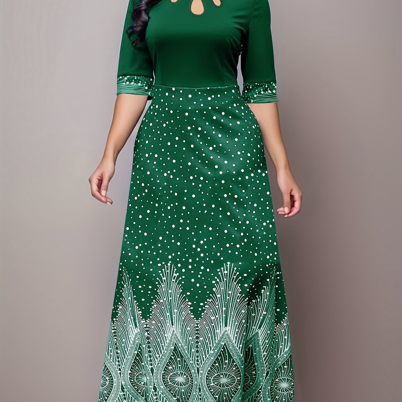 Elegant Floral Print Cut Out Party & Banquet Dress