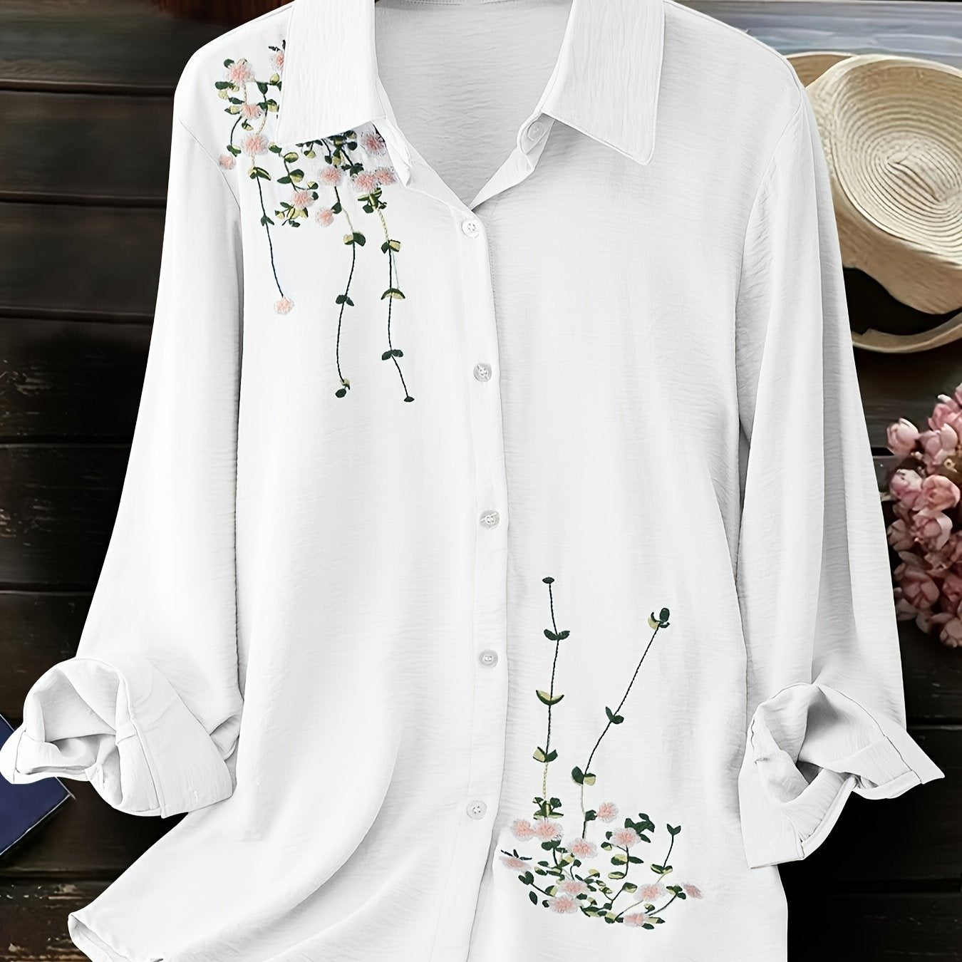 Large Size Women's Fashion Embroidered Blouse