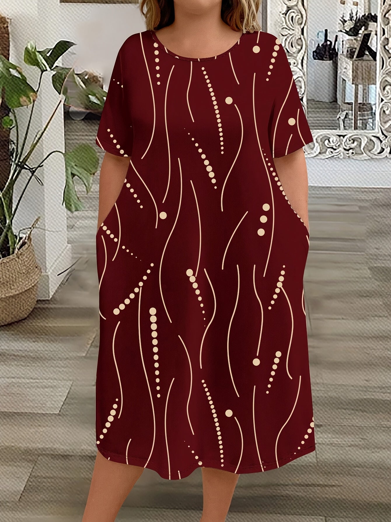 Women's Plus Size Casual Midi Dress