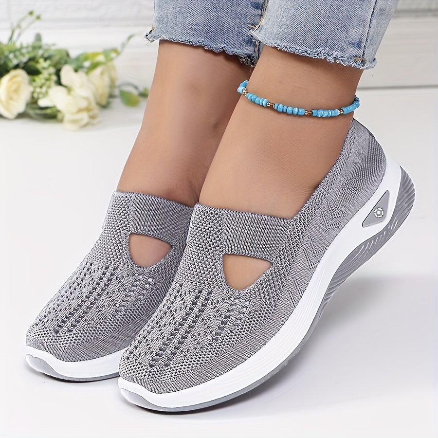 Women's Breathable Slip-On Sneakers - Lightweight Knit Casual Shoes with Arch Support, Machine Washable & All-Season Comfort, Multi-Color