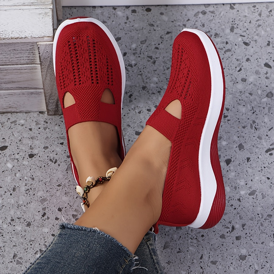 Women's Breathable Slip-On Sneakers - Lightweight Knit Casual Shoes with Arch Support, Machine Washable & All-Season Comfort, Multi-Color