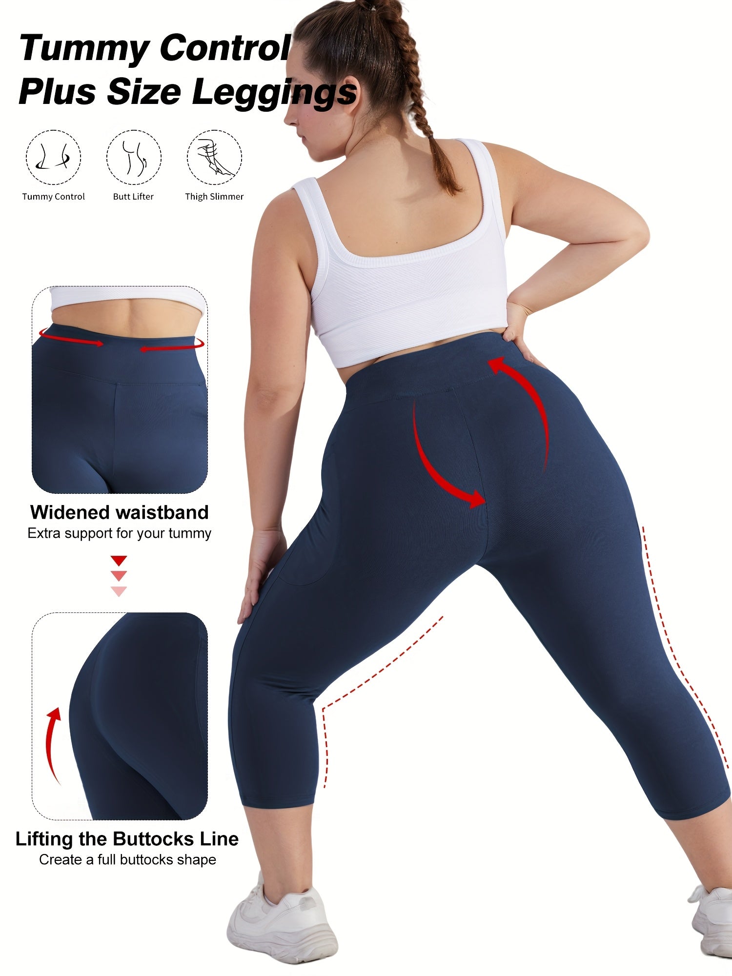 Women's High-Waist Crescent Moon Pocket Capri Leggings