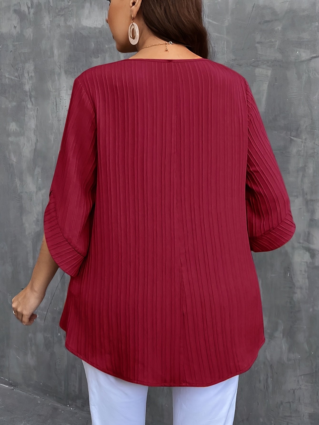 Women's Plus Size Button-Up Blouse , Short Sleeve