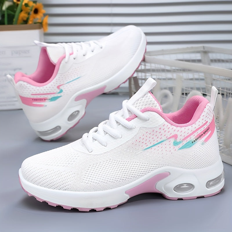 Women's Lightweight Breathable Knit Sneakers with Air Cushioning, Soft High Elastic Fabric, Slip-Resistant & Durable PVC Sole, Comfortable for Casual Outdoor Wear All Seasons, Ladies Sneakers