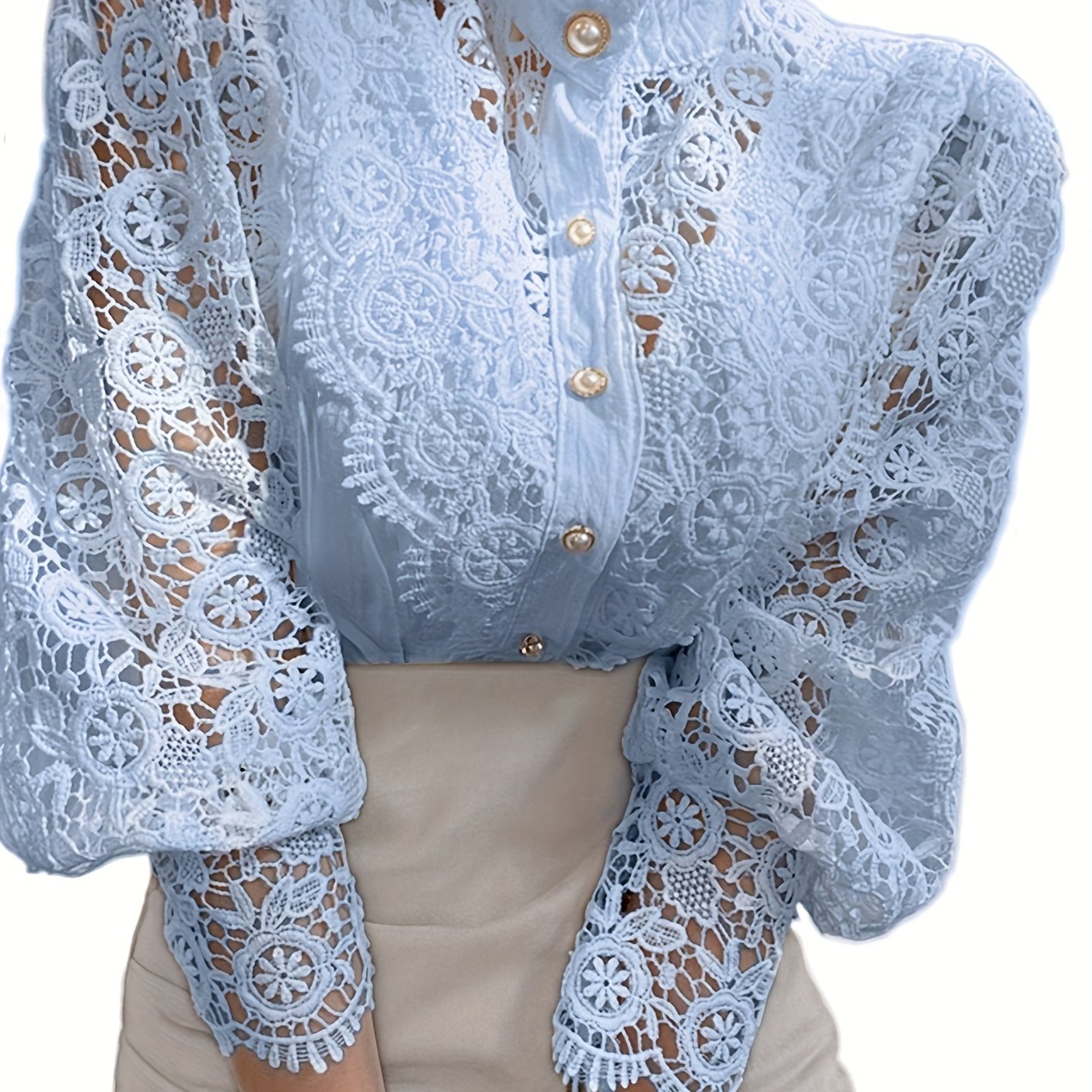 Elegant Women's Pleated Blouse with Sheer Lace