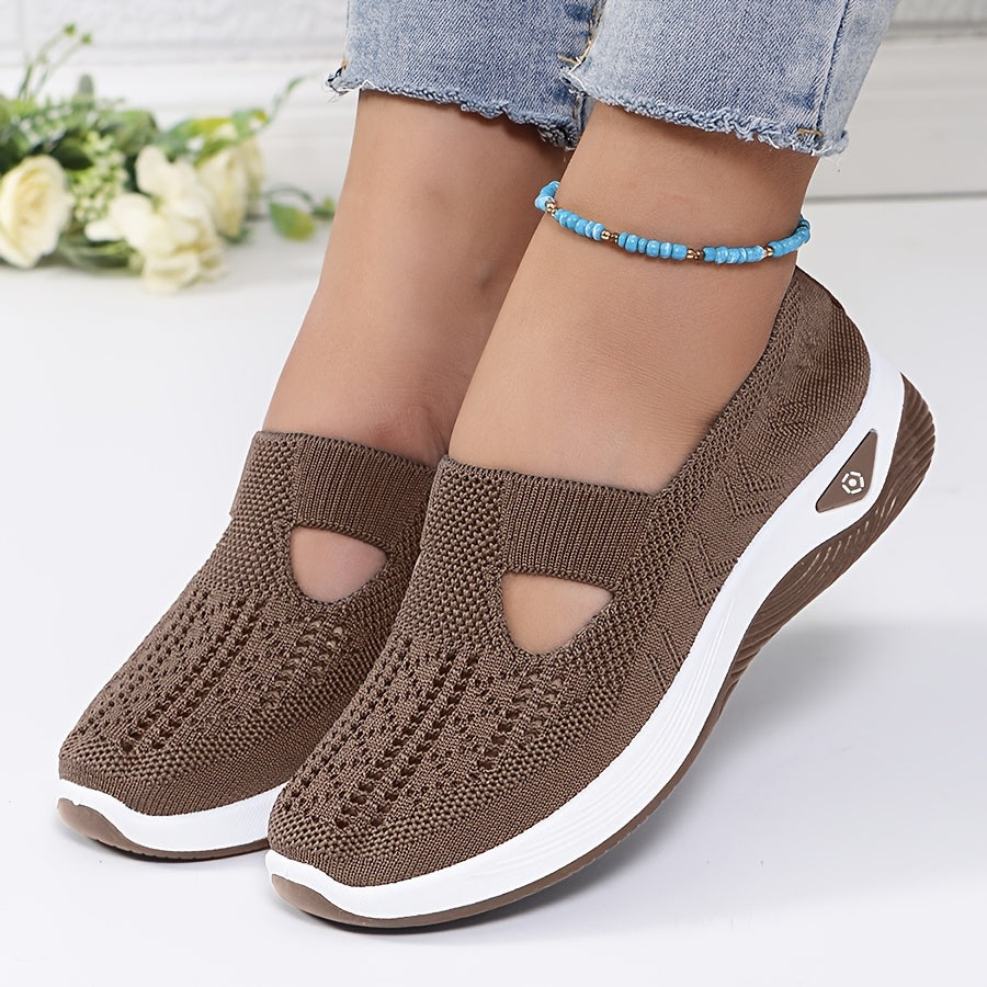Women's Breathable Slip-On Sneakers - Lightweight Knit Casual Shoes with Arch Support, Machine Washable & All-Season Comfort, Multi-Color