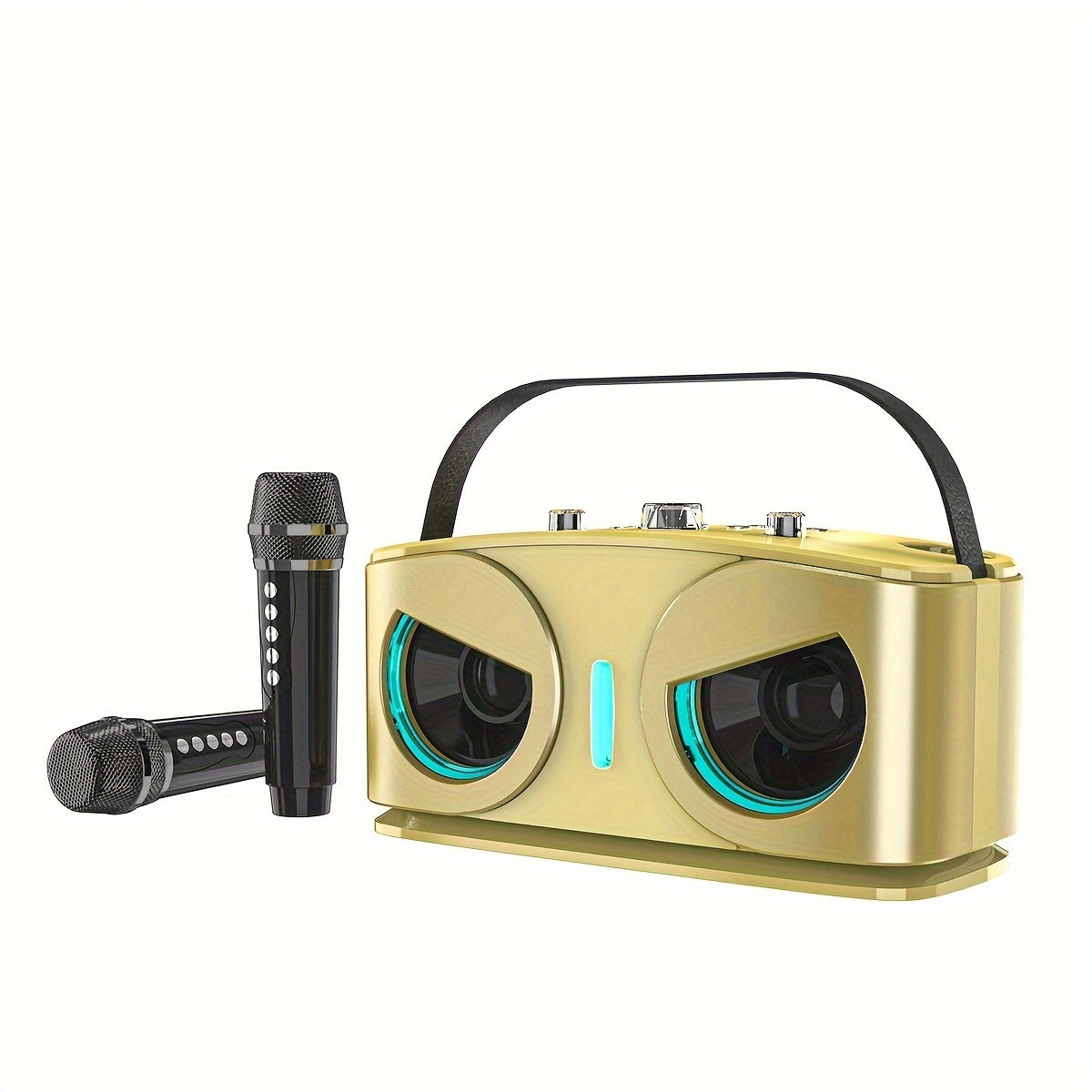 Dual-microphone portable wireless speaker with built-in RGB lights, supporting wireless AUX