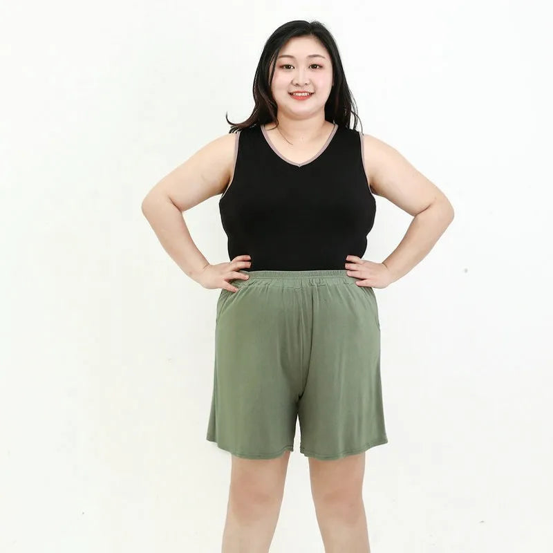 Large size Modal Pocket Shorts High stretch Summer Thin wide leg Short pants Homewear Loose pants over the knee XL to 6XL