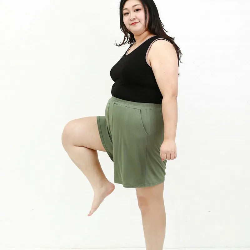 Large size Modal Pocket Shorts High stretch Summer Thin wide leg Short pants Homewear Loose pants over the knee XL to 6XL
