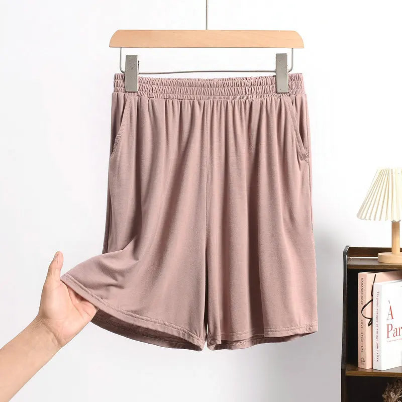 Large size Modal Pocket Shorts High stretch Summer Thin wide leg Short pants Homewear Loose pants over the knee XL to 6XL