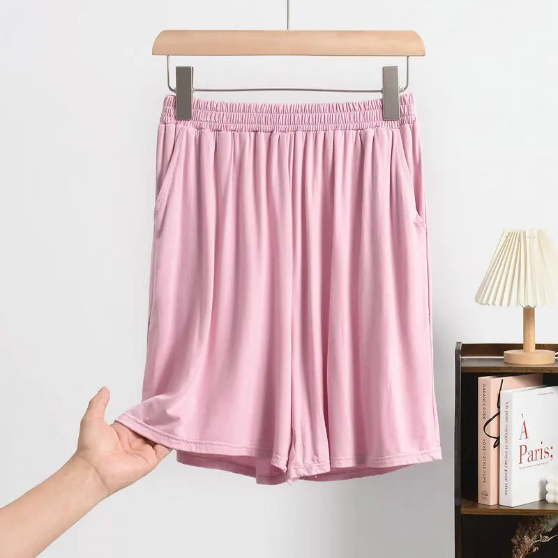 Large size Modal Pocket Shorts High stretch Summer Thin wide leg Short pants Homewear Loose pants over the knee XL to 6XL