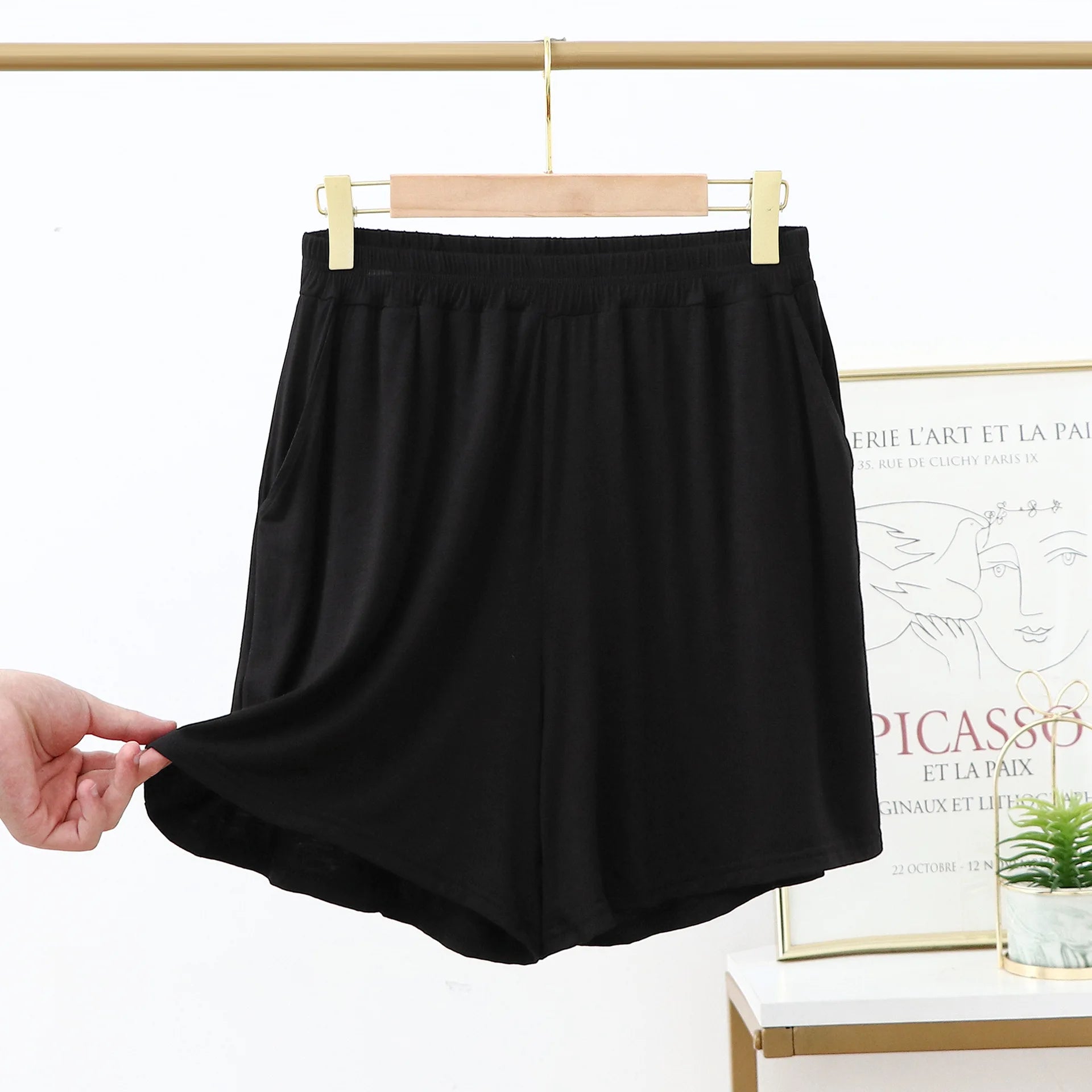 Large size Modal Pocket Shorts High stretch Summer Thin wide leg Short pants Homewear Loose pants over the knee XL to 6XL
