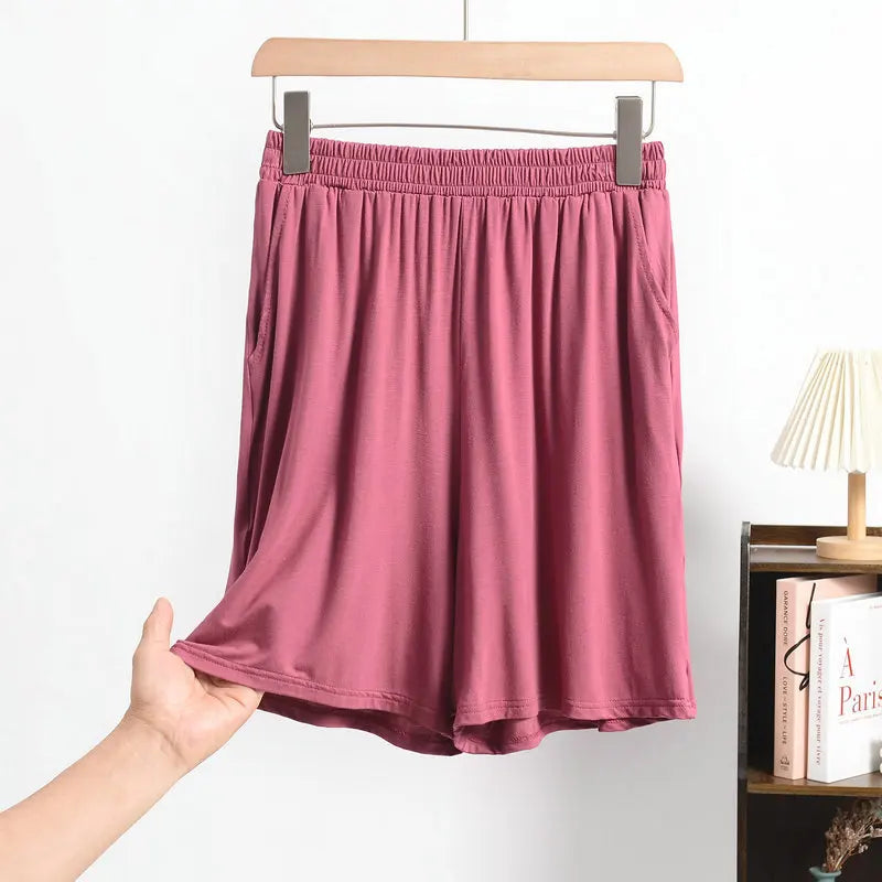 Large size Modal Pocket Shorts High stretch Summer Thin wide leg Short pants Homewear Loose pants over the knee XL to 6XL