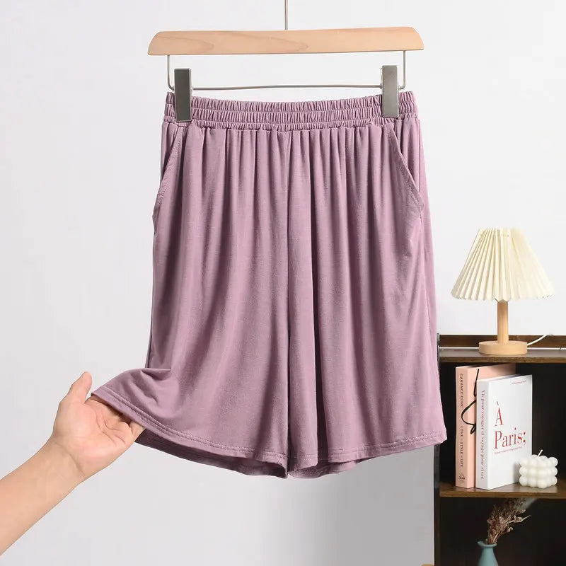 Large size Modal Pocket Shorts High stretch Summer Thin wide leg Short pants Homewear Loose pants over the knee XL to 6XL