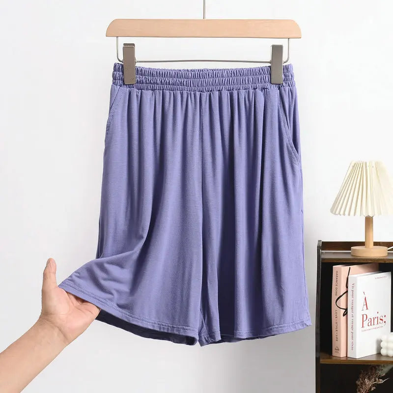 Large size Modal Pocket Shorts High stretch Summer Thin wide leg Short pants Homewear Loose pants over the knee XL to 6XL