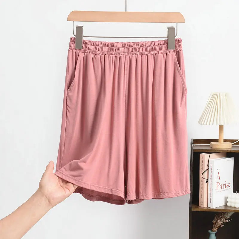 Large size Modal Pocket Shorts High stretch Summer Thin wide leg Short pants Homewear Loose pants over the knee XL to 6XL