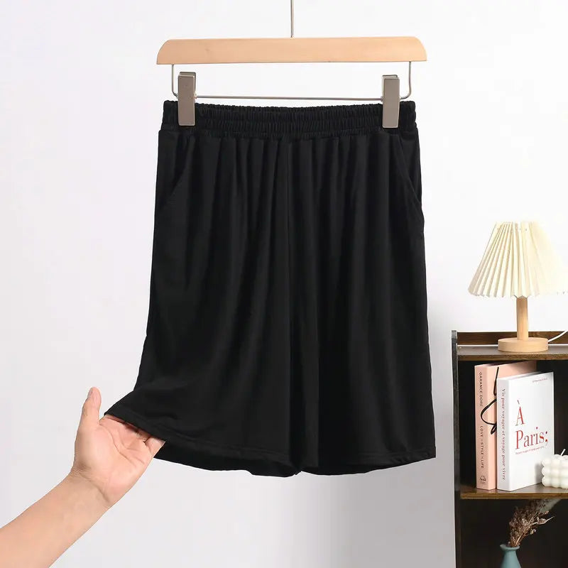 Large size Modal Pocket Shorts High stretch Summer Thin wide leg Short pants Homewear Loose pants over the knee XL to 6XL