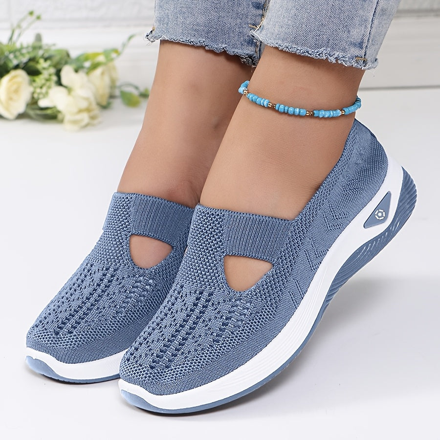 Women's Breathable Slip-On Sneakers - Lightweight Knit Casual Shoes with Arch Support, Machine Washable & All-Season Comfort, Multi-Color
