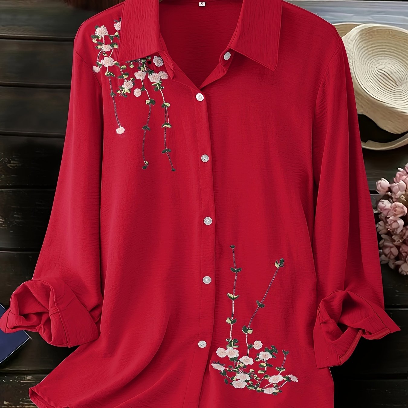 Large Size Women's Fashion Embroidered Blouse