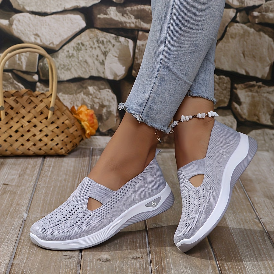 Women's Breathable Slip-On Sneakers - Lightweight Knit Casual Shoes with Arch Support, Machine Washable & All-Season Comfort, Multi-Color