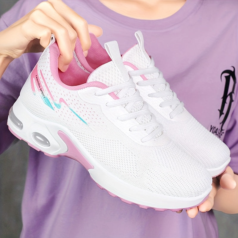 Women's Lightweight Breathable Knit Sneakers with Air Cushioning, Soft High Elastic Fabric, Slip-Resistant & Durable PVC Sole, Comfortable for Casual Outdoor Wear All Seasons, Ladies Sneakers