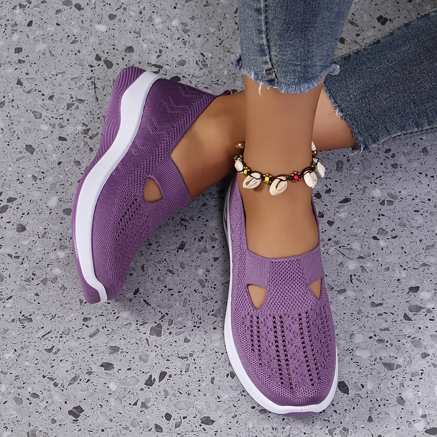 Women's Breathable Slip-On Sneakers - Lightweight Knit Casual Shoes with Arch Support, Machine Washable & All-Season Comfort, Multi-Color