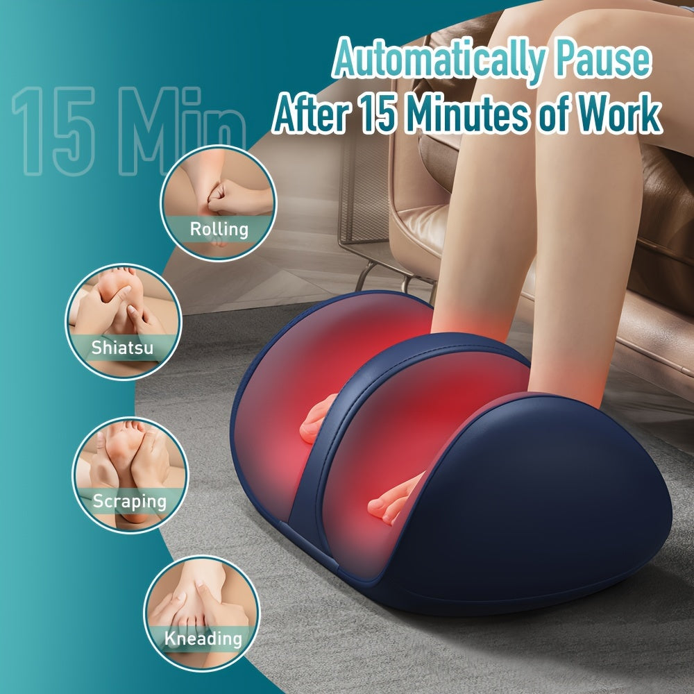 Cordless Type-C Rechargeable Foot Massager Machine with Deep- Kneading and heat